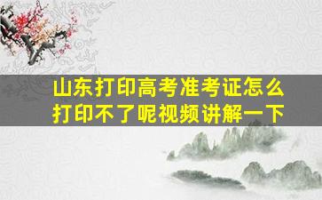 山东打印高考准考证怎么打印不了呢视频讲解一下