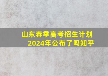 山东春季高考招生计划2024年公布了吗知乎