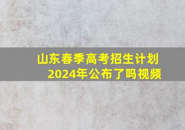 山东春季高考招生计划2024年公布了吗视频