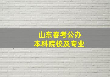 山东春考公办本科院校及专业