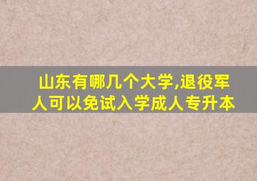 山东有哪几个大学,退役军人可以免试入学成人专升本