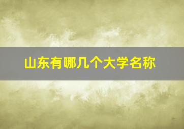 山东有哪几个大学名称