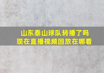 山东泰山球队转播了吗现在直播视频回放在哪看