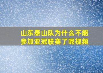 山东泰山队为什么不能参加亚冠联赛了呢视频