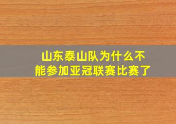 山东泰山队为什么不能参加亚冠联赛比赛了