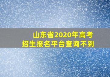 山东省2020年高考招生报名平台查询不到