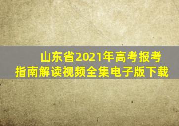 山东省2021年高考报考指南解读视频全集电子版下载