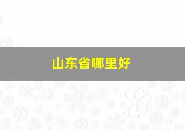 山东省哪里好