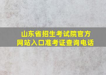 山东省招生考试院官方网站入口准考证查询电话