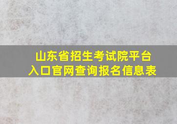 山东省招生考试院平台入口官网查询报名信息表