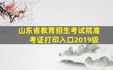 山东省教育招生考试院准考证打印入口2019级