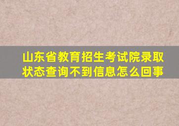 山东省教育招生考试院录取状态查询不到信息怎么回事