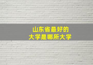 山东省最好的大学是哪所大学