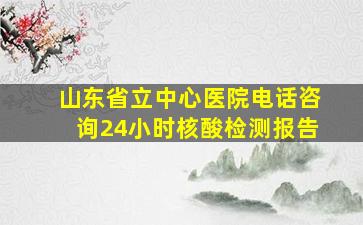 山东省立中心医院电话咨询24小时核酸检测报告