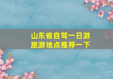 山东省自驾一日游旅游地点推荐一下