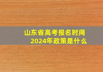 山东省高考报名时间2024年政策是什么