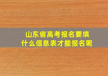 山东省高考报名要填什么信息表才能报名呢