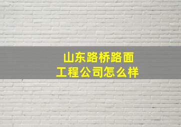 山东路桥路面工程公司怎么样