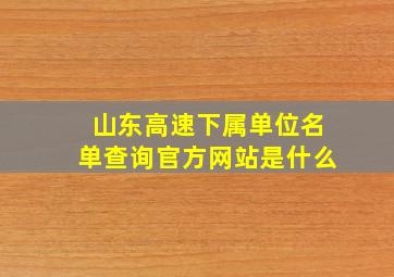 山东高速下属单位名单查询官方网站是什么