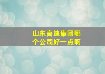 山东高速集团哪个公司好一点啊