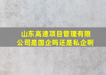 山东高速项目管理有限公司是国企吗还是私企啊