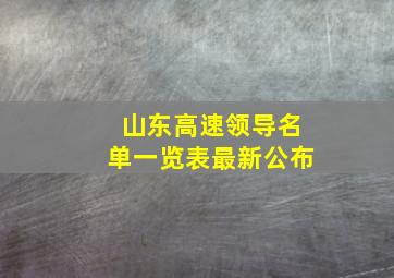 山东高速领导名单一览表最新公布