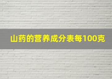 山药的营养成分表每100克