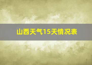 山西天气15天情况表