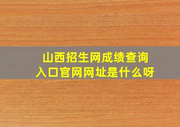 山西招生网成绩查询入口官网网址是什么呀