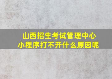 山西招生考试管理中心小程序打不开什么原因呢