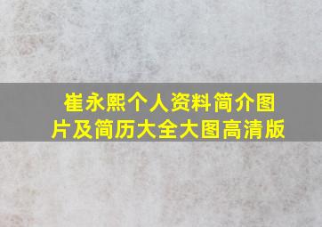 崔永熙个人资料简介图片及简历大全大图高清版