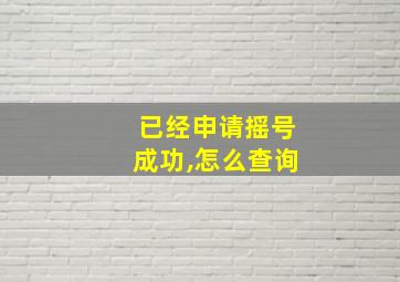 已经申请摇号成功,怎么查询