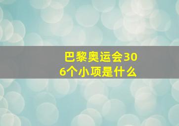 巴黎奥运会306个小项是什么