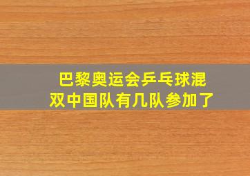 巴黎奥运会乒乓球混双中国队有几队参加了