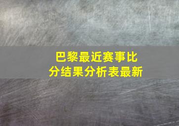 巴黎最近赛事比分结果分析表最新