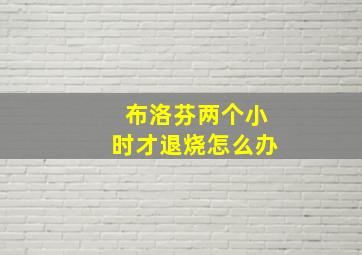 布洛芬两个小时才退烧怎么办