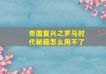 帝国复兴之罗马时代秘籍怎么用不了