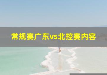 常规赛广东vs北控赛内容