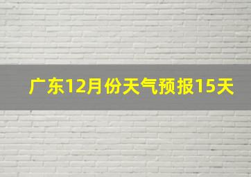 广东12月份天气预报15天