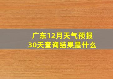 广东12月天气预报30天查询结果是什么