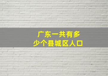 广东一共有多少个县城区人口