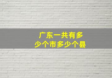 广东一共有多少个市多少个县