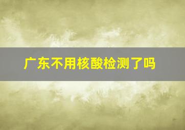 广东不用核酸检测了吗