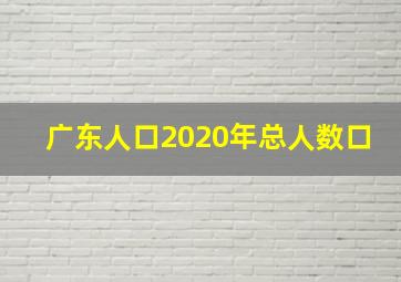 广东人口2020年总人数口