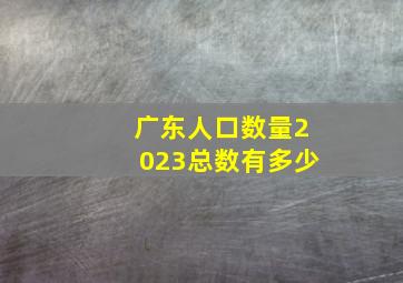 广东人口数量2023总数有多少