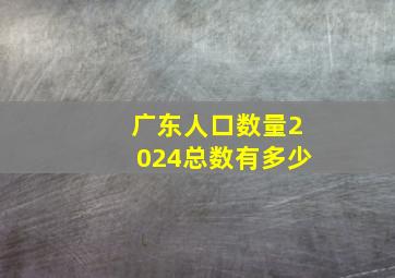 广东人口数量2024总数有多少