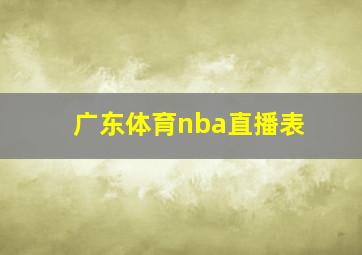 广东体育nba直播表