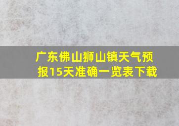 广东佛山狮山镇天气预报15天准确一览表下载