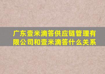 广东壹米滴答供应链管理有限公司和壹米滴答什么关系