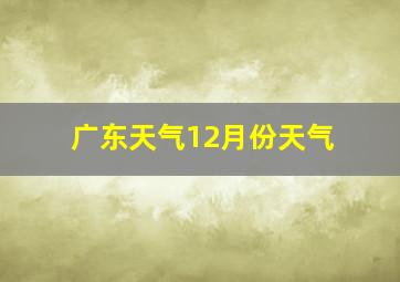 广东天气12月份天气